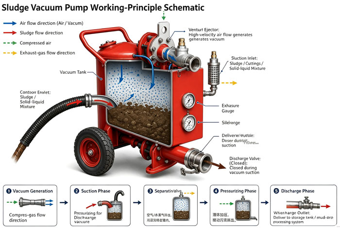 Pneumatic sludge vacuum pump structural principle diagram Pneumatic sludge vacuum pump structural principle diagram