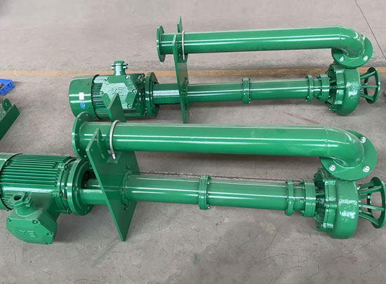 Submersible long shaft slurry pump for drilling mud
