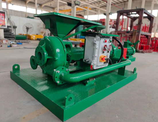 Jet mud mixer with centrifugal sand pump installed beside mud tank