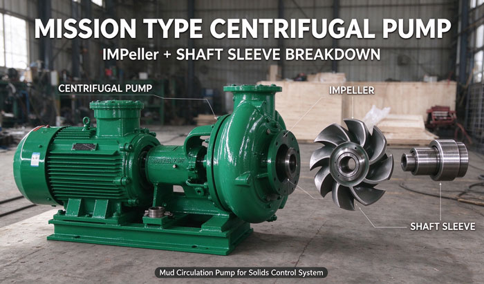 Mission pump impeller and shaft sleeve replacement parts for drilling mud system