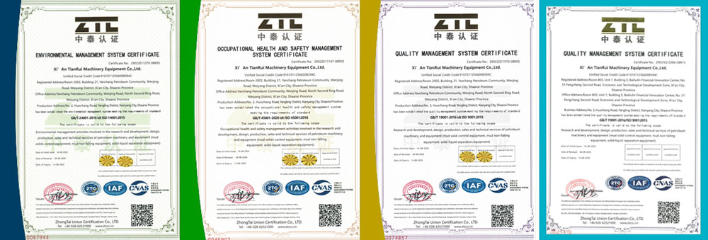 Certifications of TR Solids Control