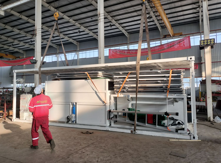 TR Solids Control containerized mud treatment skid, factory lifting inspection TR Solids Control containerized mud treatment skid, factory lifting inspection